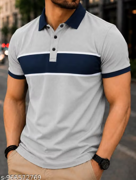 Men Plain Chiffon Polo T-Shirt