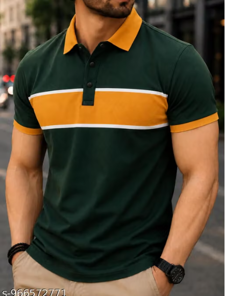 Men Checked Rayon Polo T-Shirt