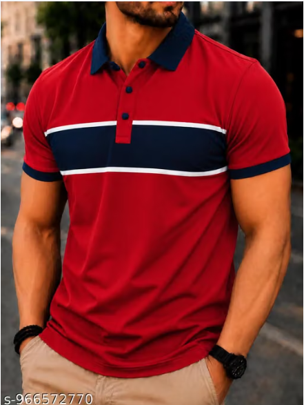 Men Printed Crepe Polo T-Shirt