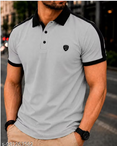 Men Printed Silk Blend Polo T-Shirt