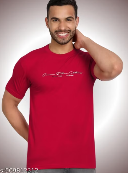Men Printed Georgette Round Neck T-Shirt