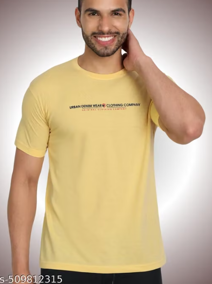 Men Checked Poly-Cotton Round Neck T-Shirt