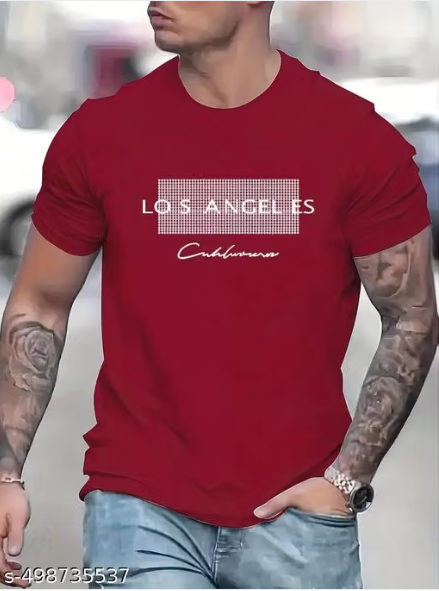 Men Checked Viscose Round Neck T-Shirt
