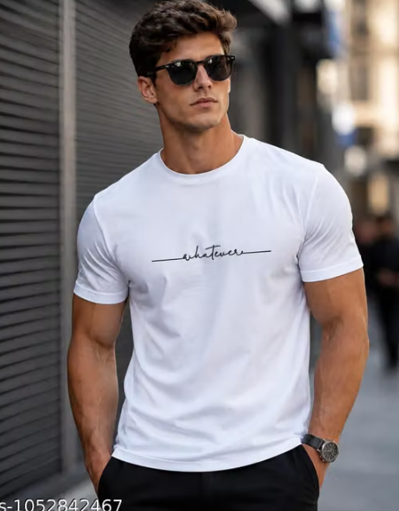 Men Plain Rayon Round Neck T-Shirt