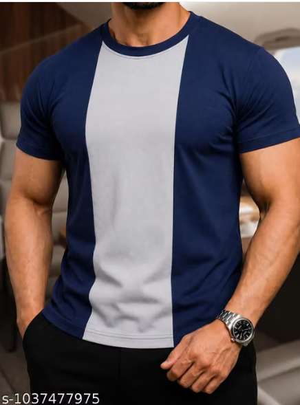 Men Printed Silk Blend Round Neck T-Shirt