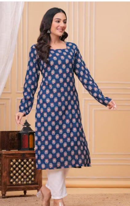 Women's Printed Angrakha Kurti