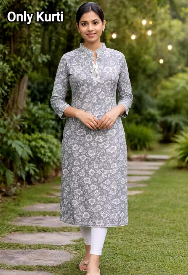 Women's Embroidered Long Kurti