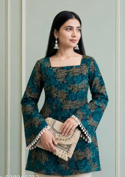 Women's Embroidered Short Kurti