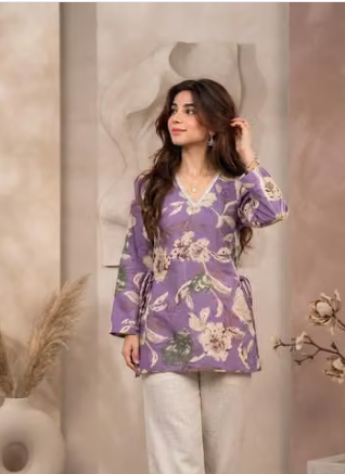 Women's Striped Asymmetric Kurti