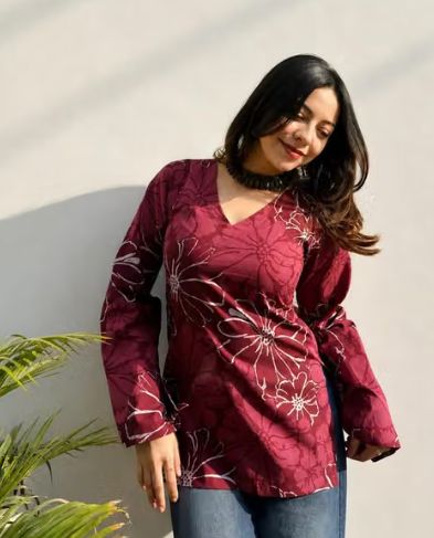 Women's Checked Anarkali Kurti