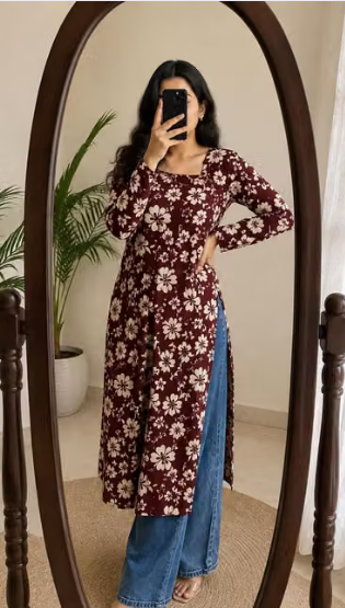 Women's Checked Long Kurti
