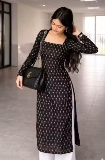 Women's Checked Straight Kurti