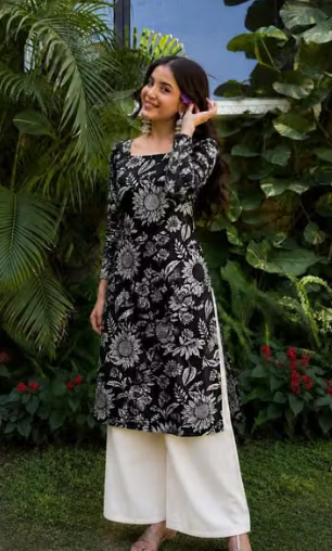 Women's Striped Angrakha Kurti