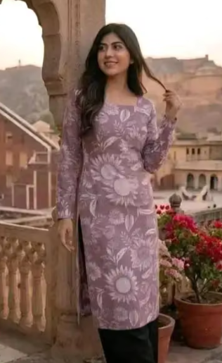 Women's Striped High-Low Kurti