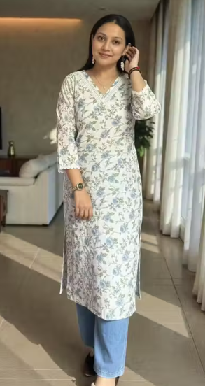 Women's Striped Flared Kurti