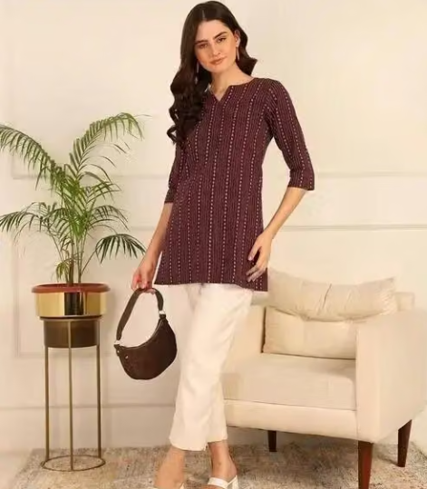 Women's Checked Asymmetric Kurti
