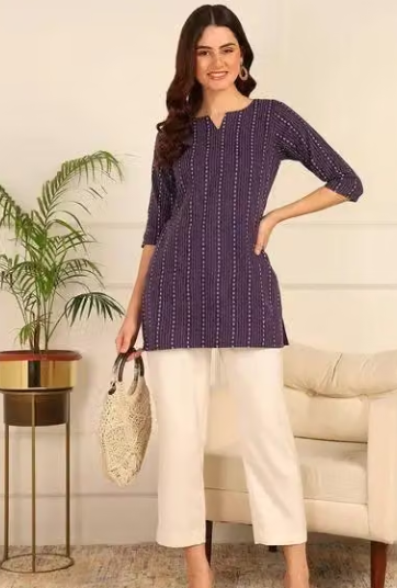 Women's Checked Flared Kurti