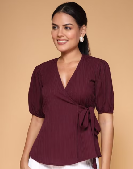 Women's Striped Wrap Top