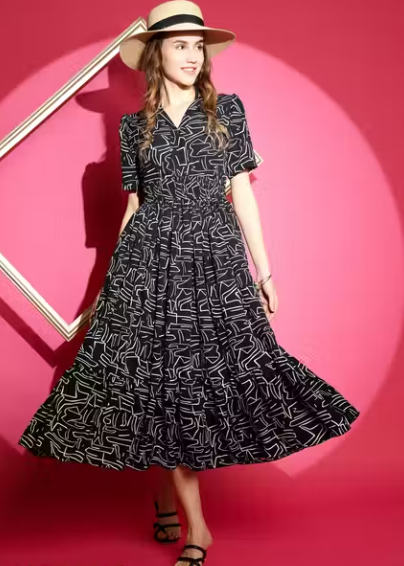 Women's Printed Fit and Flare Dress