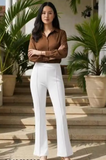 Women's Wide Leg Ankle Length Trousers
