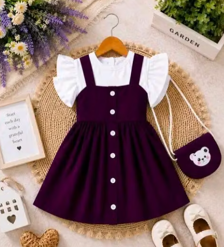 Girls' Puff Sleeve Dress