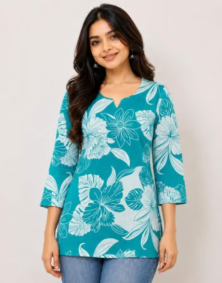 Women's Checked Collar Kurti