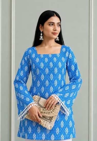 Women's Solid Bell Sleeve Kurti