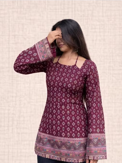 Women's Embroidered Tiered Kurti