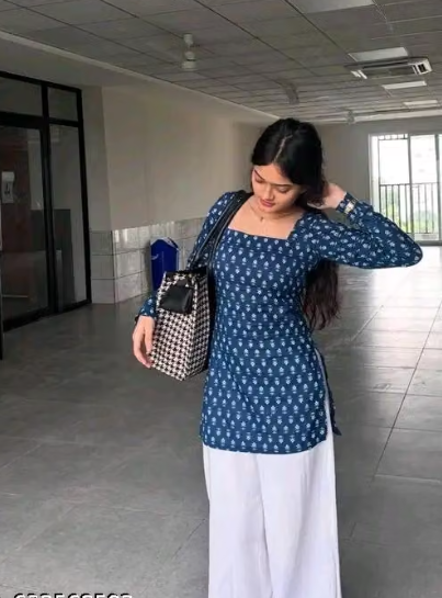 Women's Printed Boat Neck Kurti