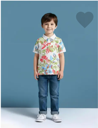 Boys' Checked Round Neck T-Shirt