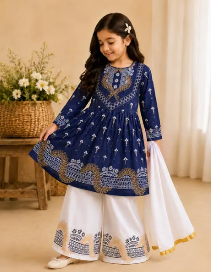 Girls' Solid Fit and Flare Dress