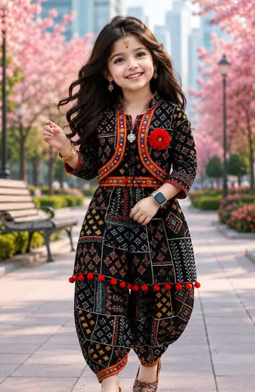 Girls' Solid Layered Frock