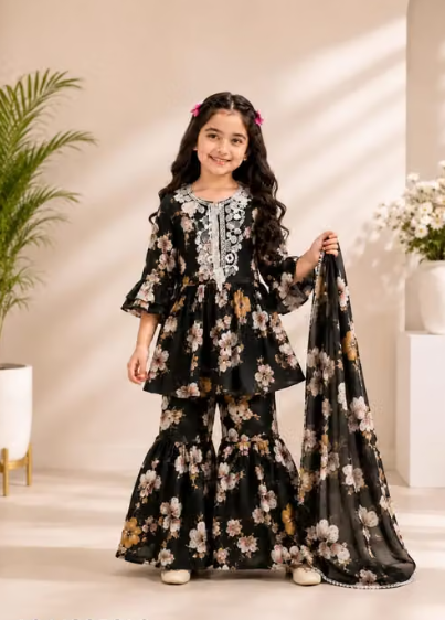 Girls' Printed Fit and Flare Dress