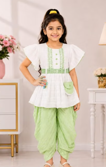 Girls' Printed Puff Sleeve Dress