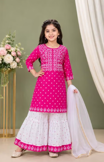 Girls' Solid A-Line Frock