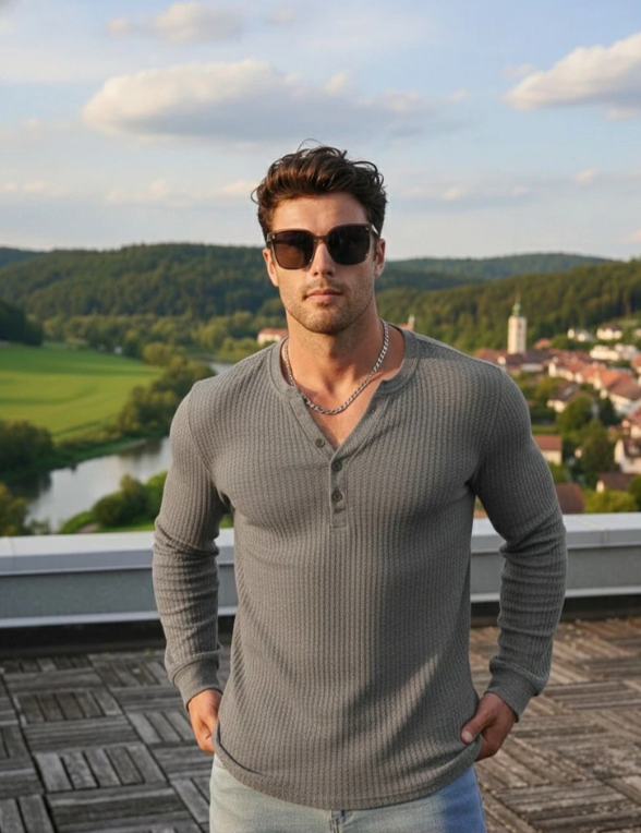 Men's Casual Henley T-Shirt