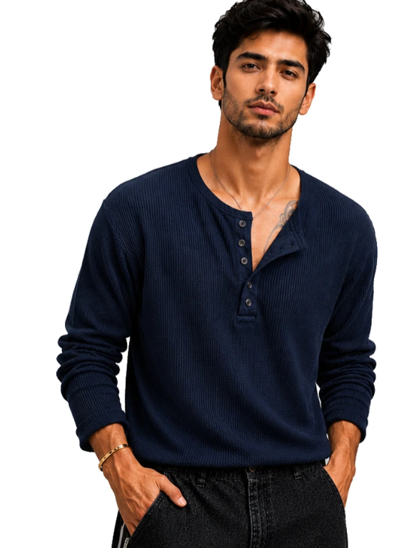 Men's Solid Henley T-Shirt
