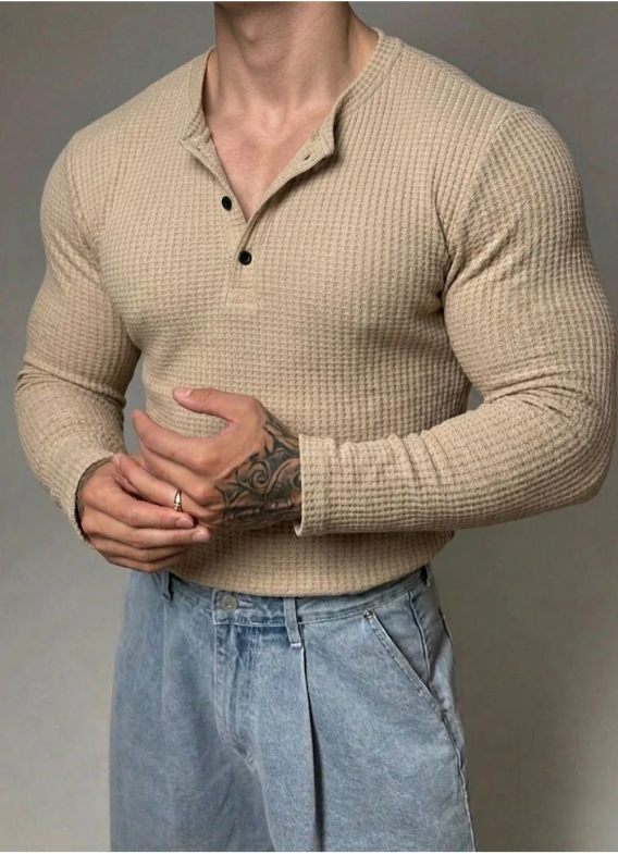 Men's Striped Henley T-Shirt