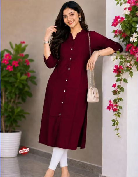 Women's Solid High-Low Kurti