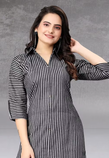Women's Striped A-Line Kurti