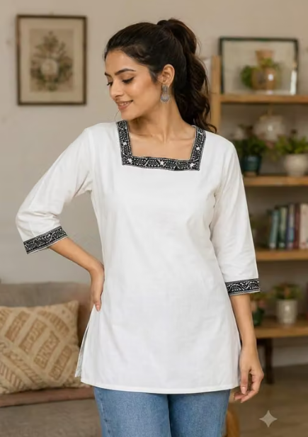 Women's Embroidered Short Kurti
