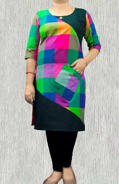 Women's Checked Long Kurti