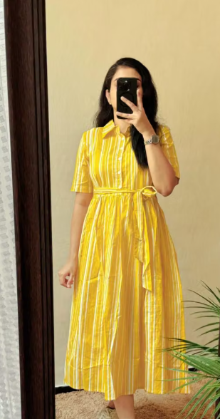 Women's Striped Angrakha Kurti