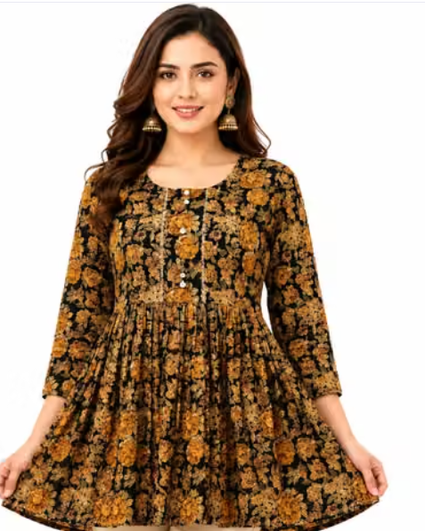 Women's Checked Flared Kurti
