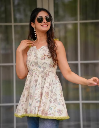 Women's Printed Peplum Top