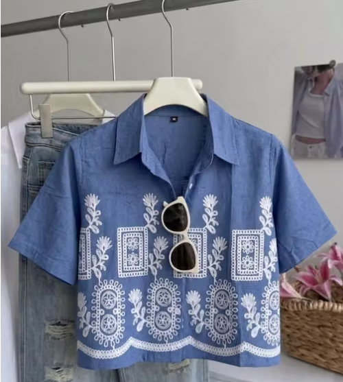 Women's Printed Blouson Top