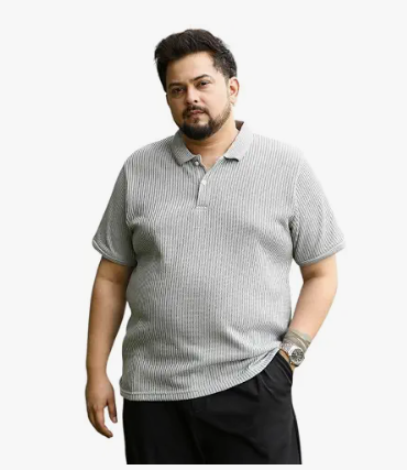 Men's Casual Ribbed Polo T-Shirt
